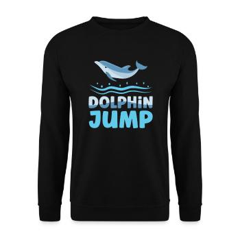 Dolphin Jump Meeresbiologe Wassertier - Unisex Pullover - Schwarz - Vorne - Alina (178cm) & Michal (187cm)