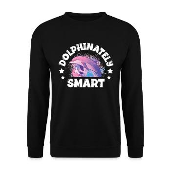 Dolphinately Smart Dolphin Meeresbiologe Tier - Unisex Pullover - Schwarz - Vorne - Alina (178cm) & Michal (187cm)