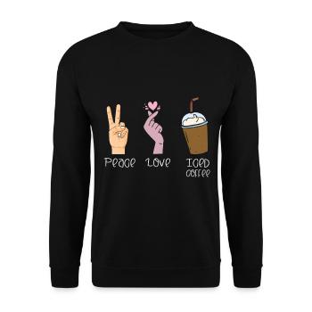 Peacelove-iced coffee-lover-caffeine-drinker - Unisex Sweatshirt - black - Front - Alina (178cm) & Michal (187cm)