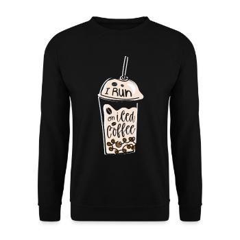I run on iced coffee lover caffeine drinker - Unisex Sweatshirt - black - Front - Alina (178cm) & Michal (187cm)