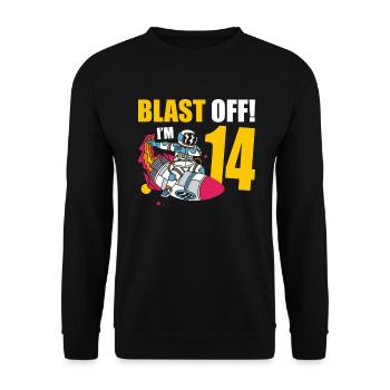 Je suis 14 Astronaut Lover Spaceship Happy - Sweat-shirt Unisexe - noir - Devant - Alina (178cm) & Michal (187cm)