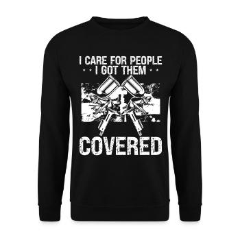 Automotive Car Painting I care for people Vehicle - Unisex Sweatshirt - black - Front - Alina (178cm) & Michal (187cm)