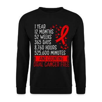 1 Year Oral Cancer Free Ribbon Movement - Unisex Pullover - Schwarz - Vorne - Alina (178cm) & Michal (187cm)