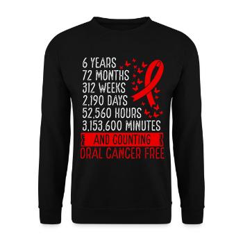 6 Years Oral Cancer Free Ribbon Movement - Unisex Pullover - Schwarz - Vorne - Alina (178cm) & Michal (187cm)