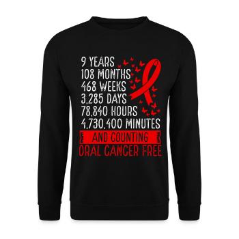 9 Years Oral Cancer Free Ribbon Movement - Unisex Pullover - Schwarz - Vorne - Alina (178cm) & Michal (187cm)