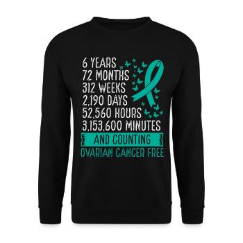 6 Years Ovarian Cancer Free Ribbon Movement - Unisex Pullover - Schwarz - Vorne - Alina (178cm) & Michal (187cm)