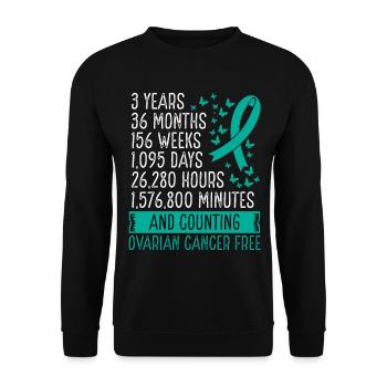 3 Years Ovarian Cancer Free Ribbon Movement - Unisex Pullover - Schwarz - Vorne - Alina (178cm) & Michal (187cm)