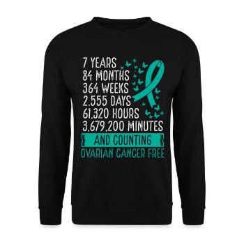 7 Years Ovarian Cancer Free Ribbon Movement - Unisex Pullover - Schwarz - Vorne - Alina (178cm) & Michal (187cm)