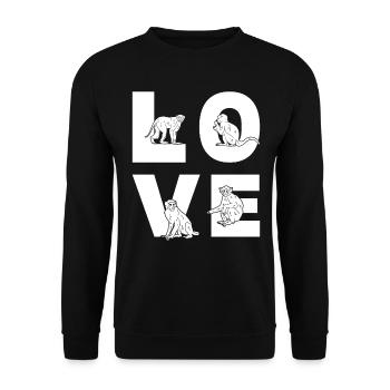 Cute Monkey Lover Orangutan Monkeys - Monkey LOVE - Unisex Sweatshirt - black - Front - Alina (178cm) & Michal (187cm)