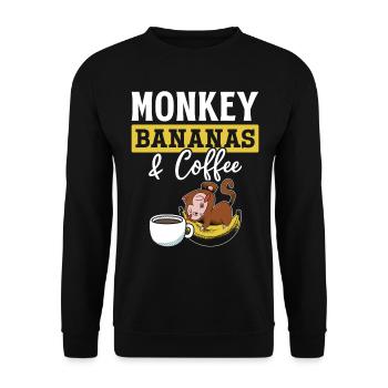 Monkey Bananes & Café - Orange Monkey - Sweat-shirt Unisexe - noir - Devant - Alina (178cm) & Michal (187cm)