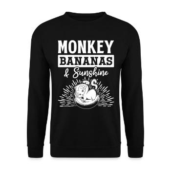 Mignon amoureux des singes Orangs-outans - Monkey Bananas & Sun - Sweat-shirt Unisexe - noir - Devant - Alina (178cm) & Michal (187cm)