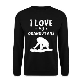 I Love My Orangutans - Orangutan Monkey Orangutan - Unisex Sweatshirt - black - Front - Alina (178cm) & Michal (187cm)