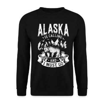 Alaska Geschenk Kinder Herren Damen USA Natur Eis - Unisex Pullover - Schwarz - Vorne - Alina (178cm) & Michal (187cm)