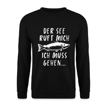 Angeln Geschenk Fischer Angler Petri Heil Rute - Unisex Pullover - Schwarz - Vorne - Alina (178cm) & Michal (187cm)