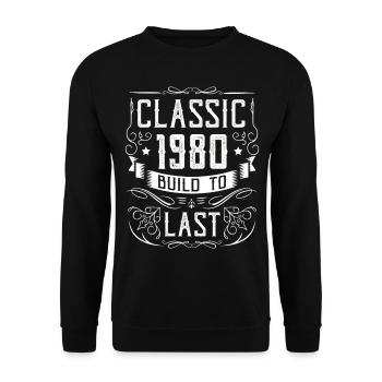 1980. Birthday party Old year of construction - Unisex Sweatshirt - black - Front - Alina (178cm) & Michal (187cm)