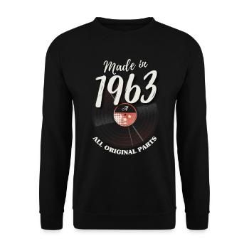 60 Jahre Jahrgang 1963 Retro 60. Geburtstag - Unisex Pullover - Schwarz - Vorne - Alina (178cm) & Michal (187cm)