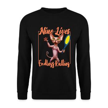 Tennis Sphynx Cat 9 Life - Unisex Sweatshirt - black - Front - Alina (178cm) & Michal (187cm)