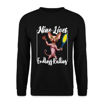 Tennis Sphynx Cat 9 Life - Unisex Sweatshirt - black - Front - Alina (178cm) & Michal (187cm)