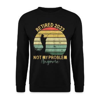 Rente 2023 Pensionierung Fischen - Unisex Pullover - Schwarz - Vorne - Alina (178cm) & Michal (187cm)