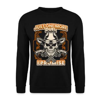 Lachender Totenkopf Cowboy, Skull-Cowboy, Spruch - Unisex Pullover - Schwarz - Vorne - Alina (178cm) & Michal (187cm)