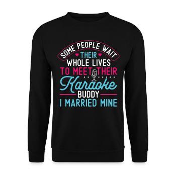 Chanteur de karaoké Mari Femme - Sweat-shirt Unisexe - noir - Devant - Alina (178cm) & Michal (187cm)