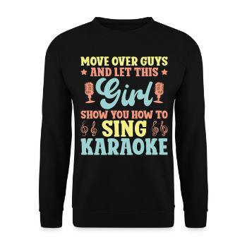 Le chanteur de karaoké se déplace sur les gars et - Sweat-shirt Unisexe - noir - Devant - Alina (178cm) & Michal (187cm)