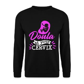 Doula with her Cervix midwife - Unisex Sweatshirt - black - Front - Alina (178cm) & Michal (187cm)