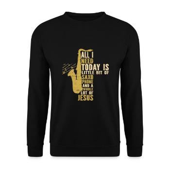 Saxophon Jesus Jazzmusiker Saxophonist - Unisex Pullover - Schwarz - Vorne - Alina (178cm) & Michal (187cm)