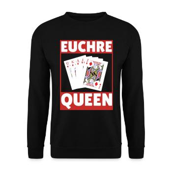 Euchre Queen - Euchre Spielerkartenspiel Euchre - Unisex Pullover - Schwarz - Vorne - Alina (178cm) & Michal (187cm)