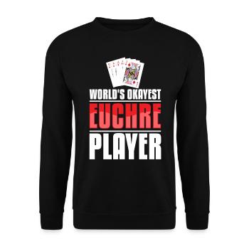 Okayest Euchre Player - Euchre Player Kartenspiel - Unisex Pullover - Schwarz - Vorne - Alina (178cm) & Michal (187cm)