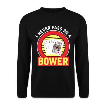 I Never Pass On A Bower - Euchre Player Card Game - Sweat-shirt Unisexe - noir - Devant - Alina (178cm) & Michal (187cm)