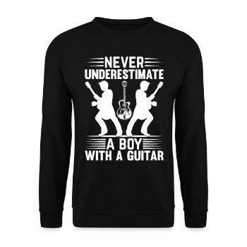 Guitar Guitarist - Never Underestimate A Boy With - Unisex Sweatshirt - black - Front - Alina (178cm) & Michal (187cm)