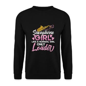 Saxophon Musikerin Jazzmusiker - Unisex Pullover - Schwarz - Vorne - Alina (178cm) & Michal (187cm)