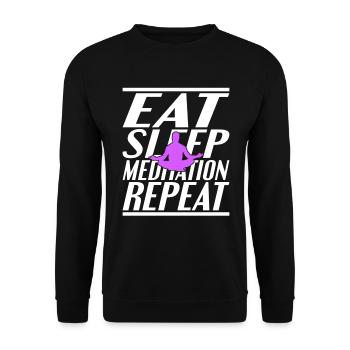 Essen Schlafen Meditieren - Unisex Pullover - Schwarz - Vorne - Alina (178cm) & Michal (187cm)