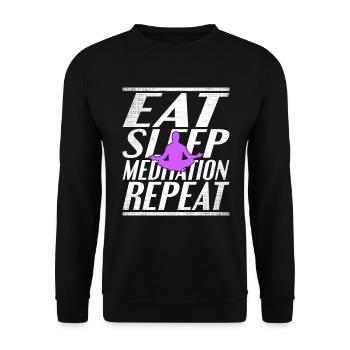 Essen Schlafen Meditieren - Unisex Pullover - Schwarz - Vorne - Alina (178cm) & Michal (187cm)