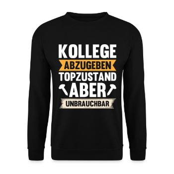 Kollege abzugeben - Top Zustand, aber unbrauchbar - Unisex Pullover - Schwarz - Vorne - Alina (178cm) & Michal (187cm)