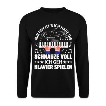 Klavier Klavierspieler Pianist - Unisex Pullover - Schwarz - Vorne - Alina (178cm) & Michal (187cm)