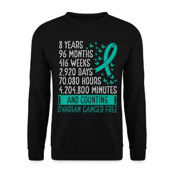 8 Years Ovarian Cancer Free Ribbon Movement - Unisex Pullover - Schwarz - Vorne - Alina (178cm) & Michal (187cm)