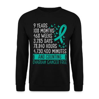 9 Years Ovarian Cancer Free Ribbon Movement - Unisex Pullover - Schwarz - Vorne - Alina (178cm) & Michal (187cm)