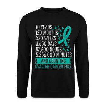 10 Years Ovarian Cancer Free Ribbon Movement - Unisex Pullover - Schwarz - Vorne - Alina (178cm) & Michal (187cm)
