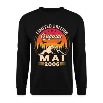 Mai 2006 Vintage Nées En Mai 2006 Anniversaire - Sweat-shirt Unisexe - noir - Devant - Alina (178cm) & Michal (187cm)