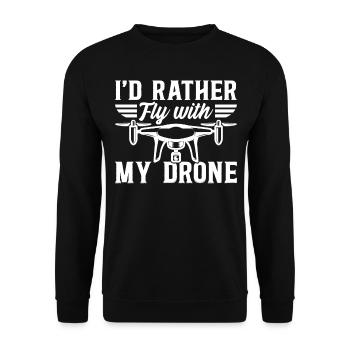 Pilote de drone Quadcopter - Je préfère piloter mon drone - Sweat-shirt Unisexe - noir - Devant - Alina (178cm) & Michal (187cm)