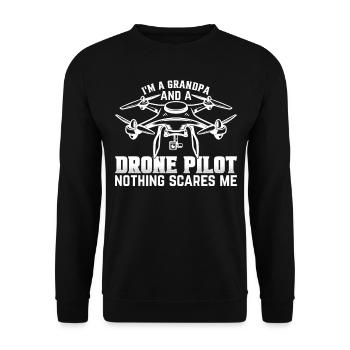 Pilote de drone quadcopter - Je suis un grand-père et un drone - Sweat-shirt Unisexe - noir - Devant - Alina (178cm) & Michal (187cm)