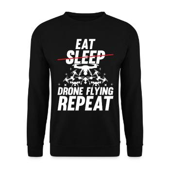 Funny Drone - Eat Sleep Drone Flying Repeat - Dron - Unisex Sweatshirt - black - Front - Alina (178cm) & Michal (187cm)