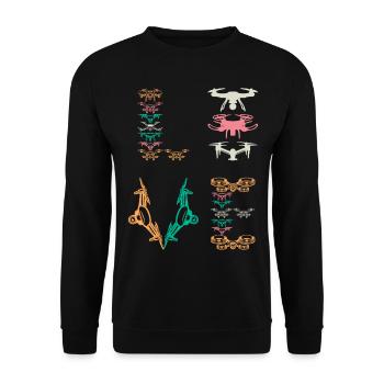 Drone Pilot Drone LOVE Drone Lover Quadcopter Dron - Unisex Pullover - Schwarz - Vorne - Alina (178cm) & Michal (187cm)