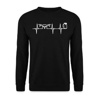 Drone Pilot Drone Beer Heartbeat Quadcopter Drone - Unisex Pullover - Schwarz - Vorne - Alina (178cm) & Michal (187cm)
