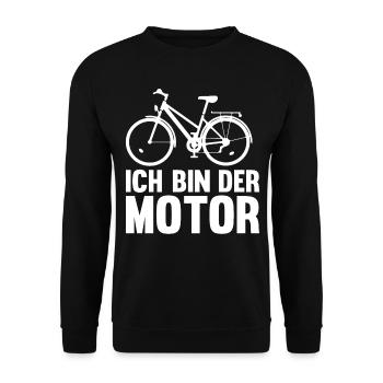 Ich bin der Motor - Unisex Pullover - Schwarz - Vorne - Alina (178cm) & Michal (187cm)