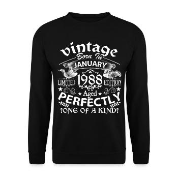 January 1988| birthday 1988 Vintage January - Unisex Sweatshirt - black - Front - Alina (178cm) & Michal (187cm)
