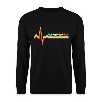 Fledermaus retro herzschlag - Unisex Pullover - Schwarz - Vorne - Alina (178cm) & Michal (187cm)