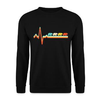 Bear Retro Heartbeat - Unisex Sweatshirt - black - Front - Alina (178cm) & Michal (187cm)